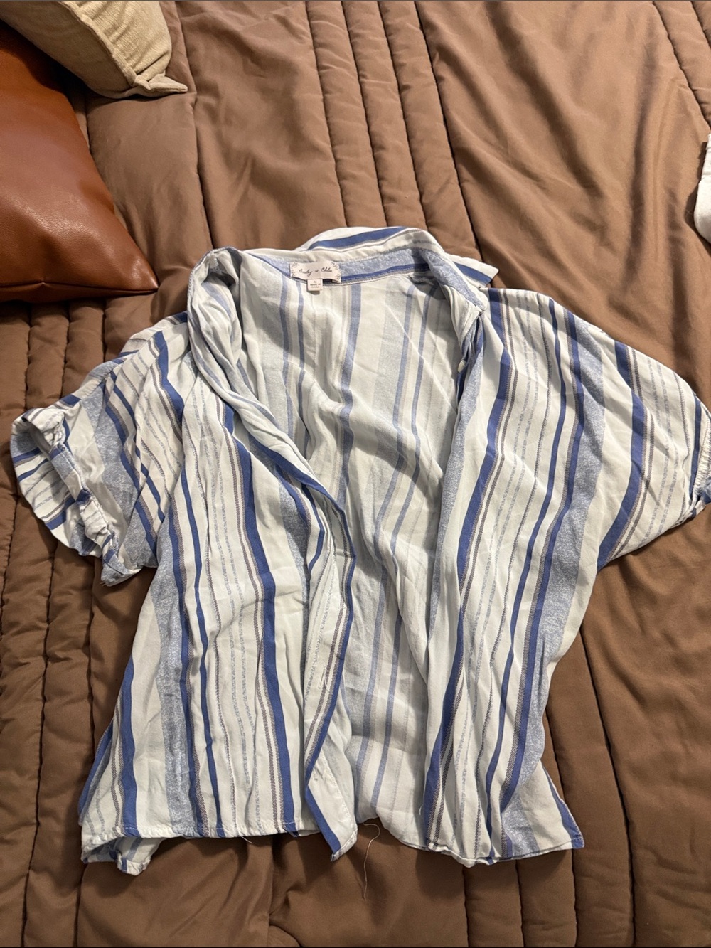 Light Blue & White Striped Women’s Short Sleeve Shirt